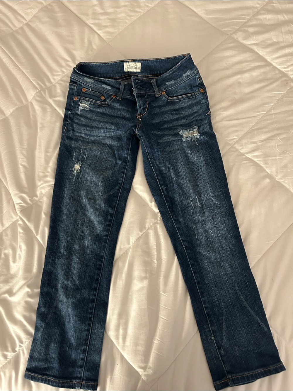 Aeropostale Dark Blue Distressed Boot Cut Jeans